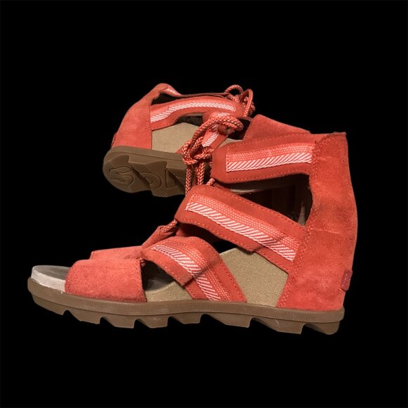 Sorel Wedged Sandals With Lace-Up Closure & Zigzag Straps Womens Size 10 Rugged - Picture 5 of 12